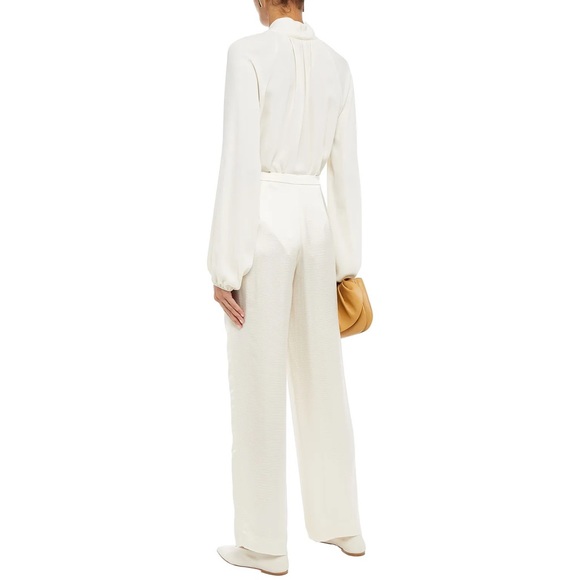 Theory Hammered Satin Straight Leg Pants, Off White, Sz 6 NWT - Picture 2 of 4